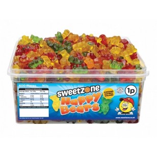 Sweetzone 100% Halal Jelly Sweets - Happy Gummy Bears Tub Of 600pcs